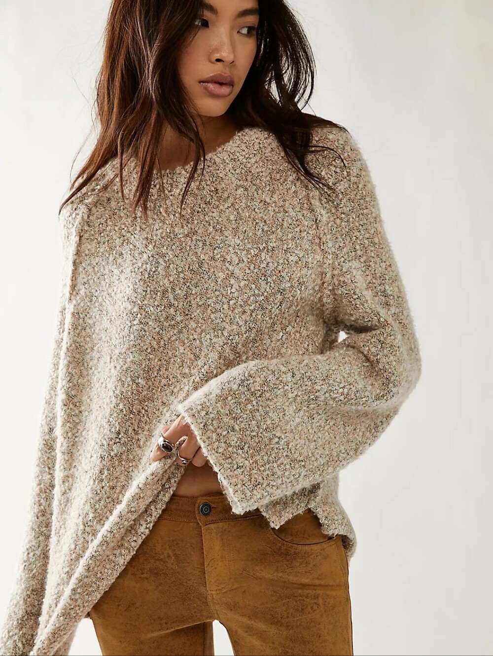 Free People BFF Cocoon Solid Crew Neck Sweater Size  L